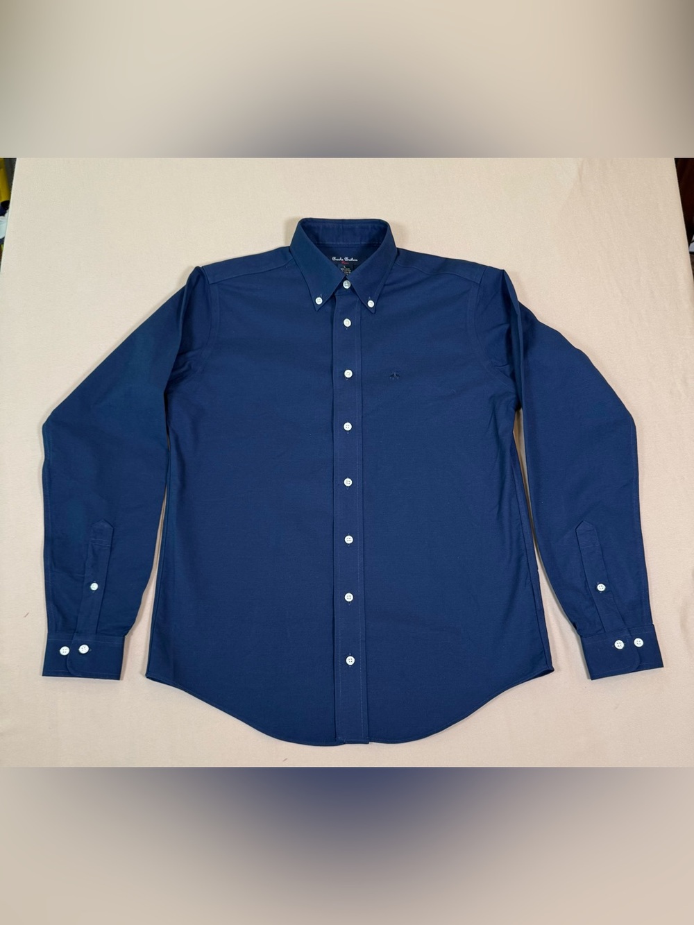 Brooks Brothers Boys Non Iron Stretch Cotton Oxford Sport Shirt, Navy, Large
